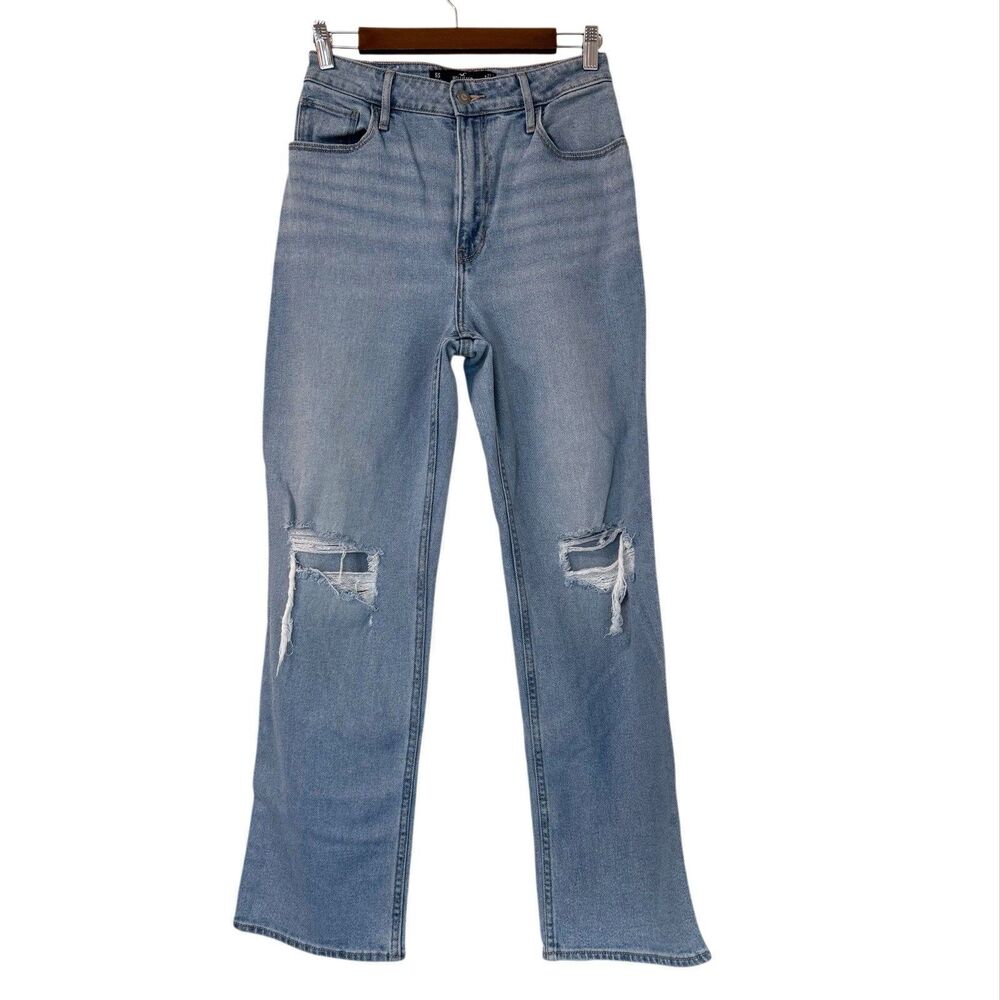 Hollister Ultra High Rise Dad Jean Womens 5S /27 Western Straight Leg Distressed